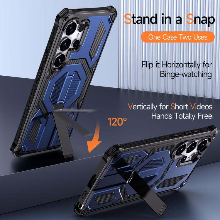 For Samsung Galaxy S25 Ultra 5G Hidden Metal Holder Magnetic Shockproof Phone Case