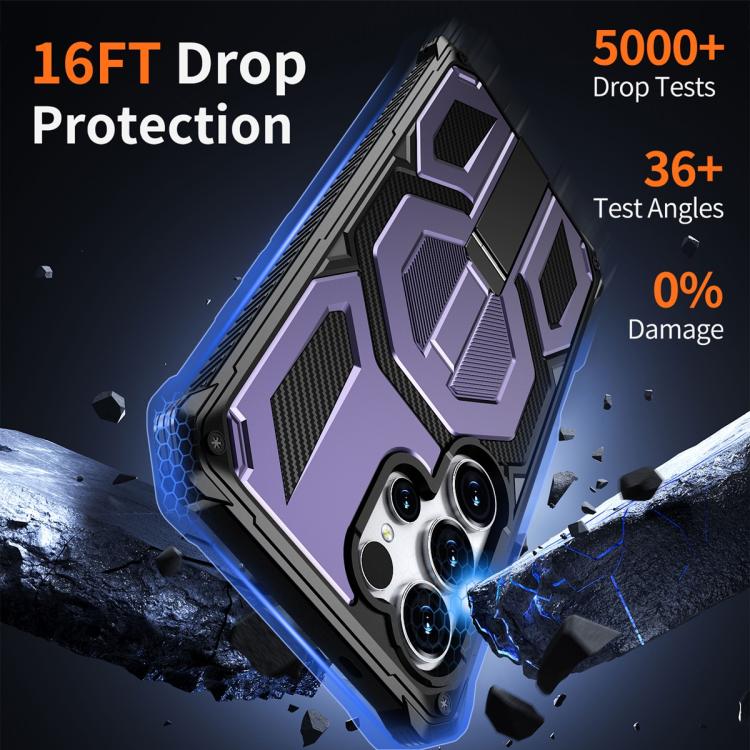 For Samsung Galaxy S25 Ultra 5G Hidden Metal Holder Magnetic Shockproof Phone Case