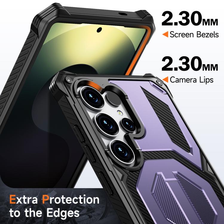 For Samsung Galaxy S25 Ultra 5G Hidden Metal Holder Magnetic Shockproof Phone Case