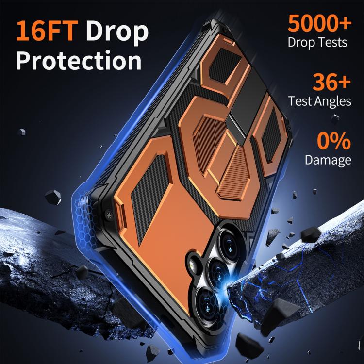 For Samsung Galaxy S25 FE 5G Hidden Metal Holder Magnetic Shockproof Phone Case