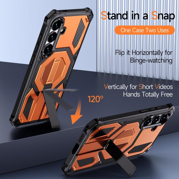 For Samsung Galaxy S25 FE 5G Hidden Metal Holder Magnetic Shockproof Phone Case
