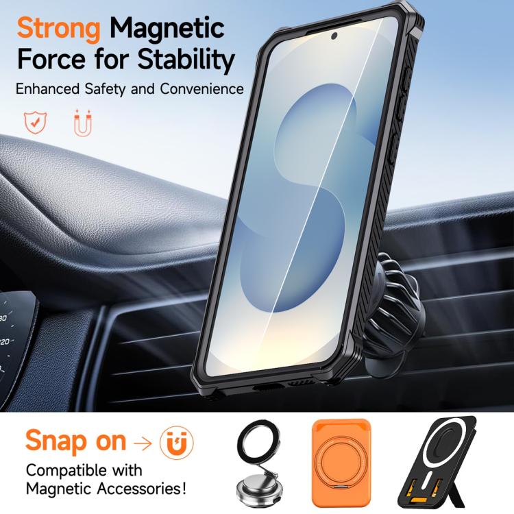 For Samsung Galaxy S25 FE 5G Hidden Metal Holder Magnetic Shockproof Phone Case