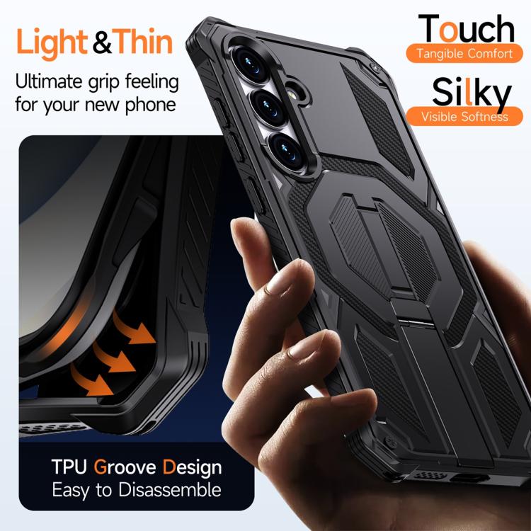 For Samsung Galaxy S25 FE 5G Hidden Metal Holder Magnetic Shockproof Phone Case