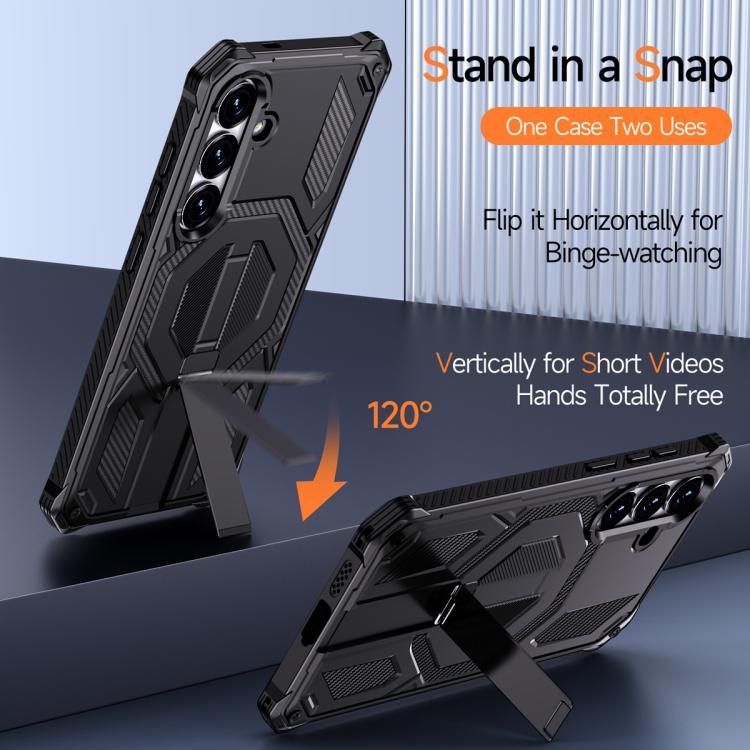 For Samsung Galaxy S25 FE 5G Hidden Metal Holder Magnetic Shockproof Phone Case