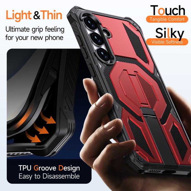 For Samsung Galaxy S25 FE 5G Hidden Metal Holder Magnetic Shockproof Phone Case