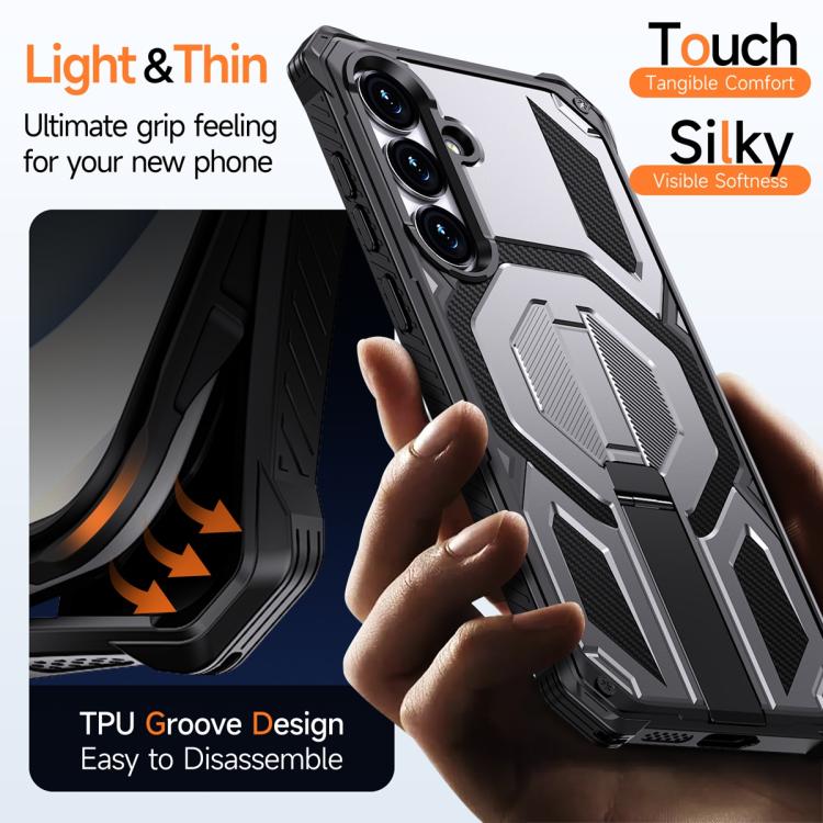 For Samsung Galaxy S25 FE 5G Hidden Metal Holder Magnetic Shockproof Phone Case
