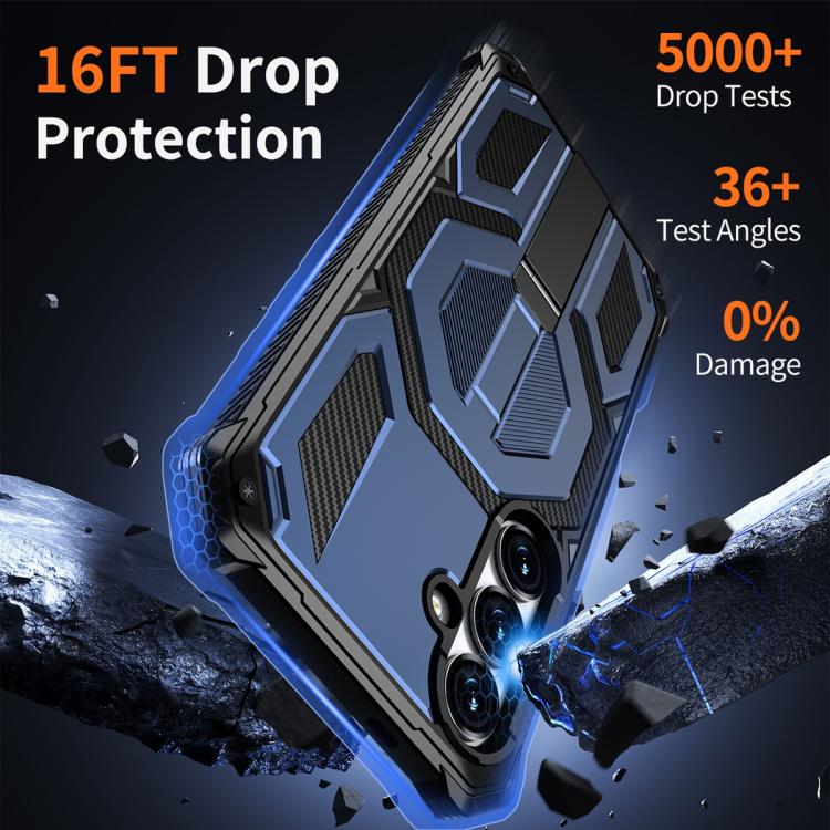 For Samsung Galaxy S25 FE 5G Hidden Metal Holder Magnetic Shockproof Phone Case