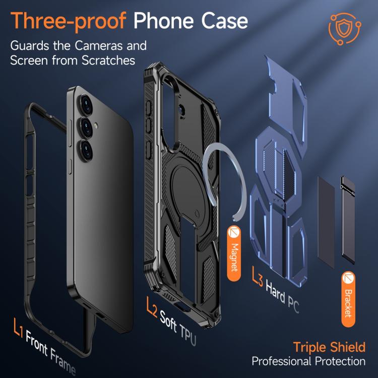 For Samsung Galaxy S25 FE 5G Hidden Metal Holder Magnetic Shockproof Phone Case