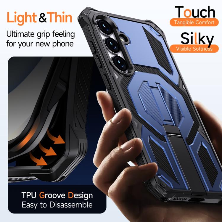 For Samsung Galaxy S25 FE 5G Hidden Metal Holder Magnetic Shockproof Phone Case