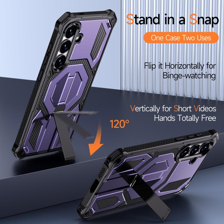 For Samsung Galaxy S25 FE 5G Hidden Metal Holder Magnetic Shockproof Phone Case