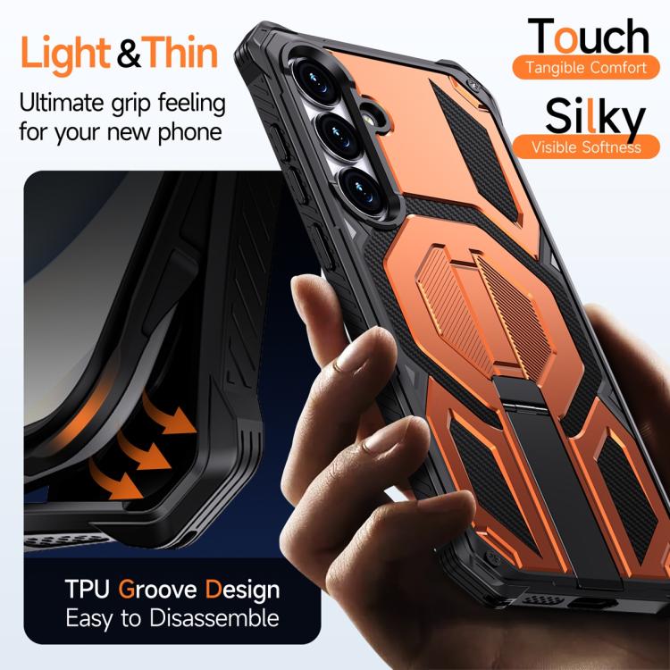 For Samsung Galaxy S25+ 5G / S24+ 5G Hidden Metal Holder Magnetic Shockproof Phone Case