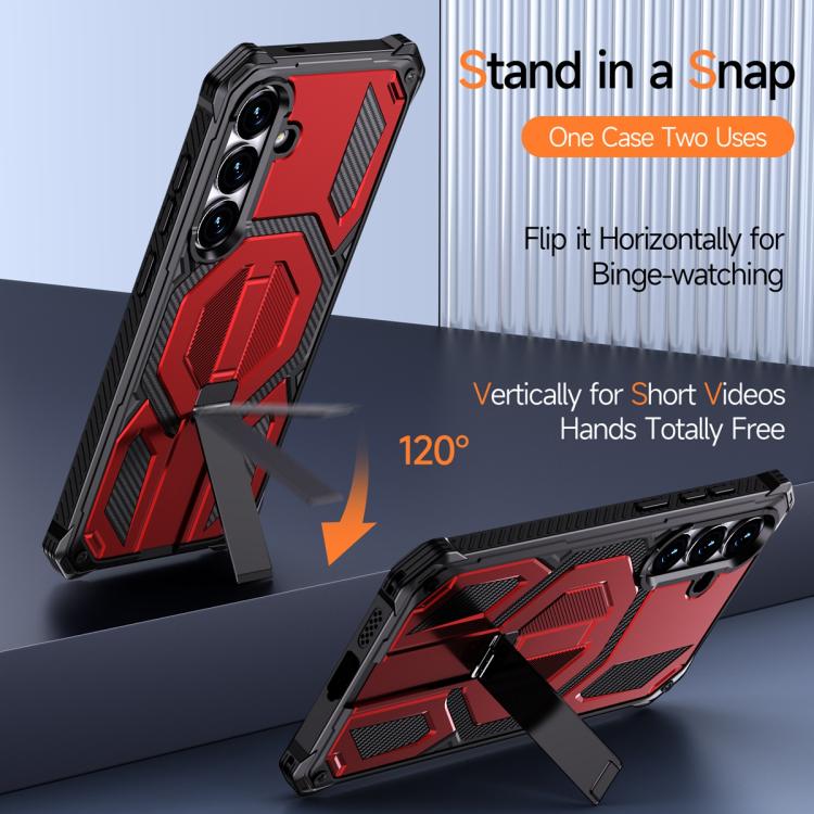 For Samsung Galaxy S25+ 5G / S24+ 5G Hidden Metal Holder Magnetic Shockproof Phone Case