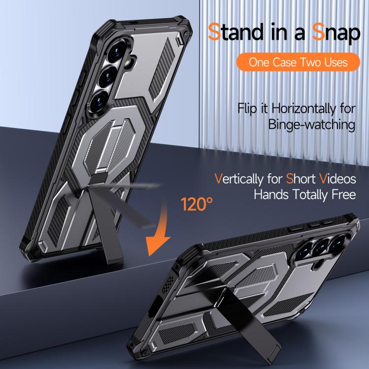 For Samsung Galaxy S25+ 5G / S24+ 5G Hidden Metal Holder Magnetic Shockproof Phone Case