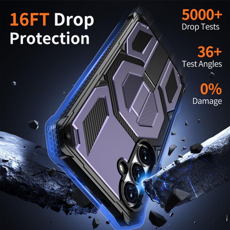 For Samsung Galaxy S25+ 5G / S24+ 5G Hidden Metal Holder Magnetic Shockproof Phone Case