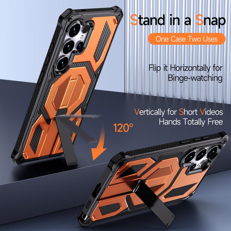 For Samsung Galaxy S24 Ultra 5G Hidden Metal Holder Magnetic Shockproof Phone Case