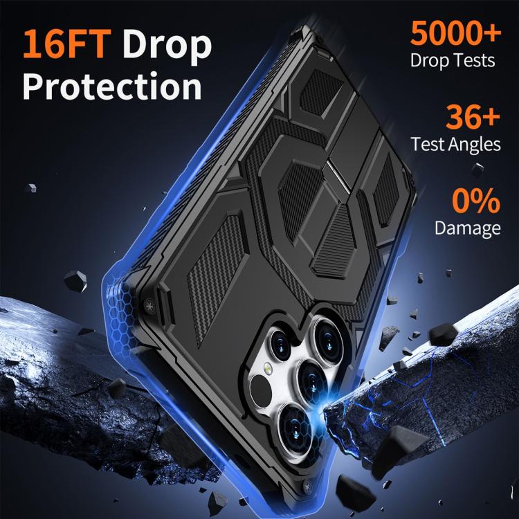 For Samsung Galaxy S24 Ultra 5G Hidden Metal Holder Magnetic Shockproof Phone Case