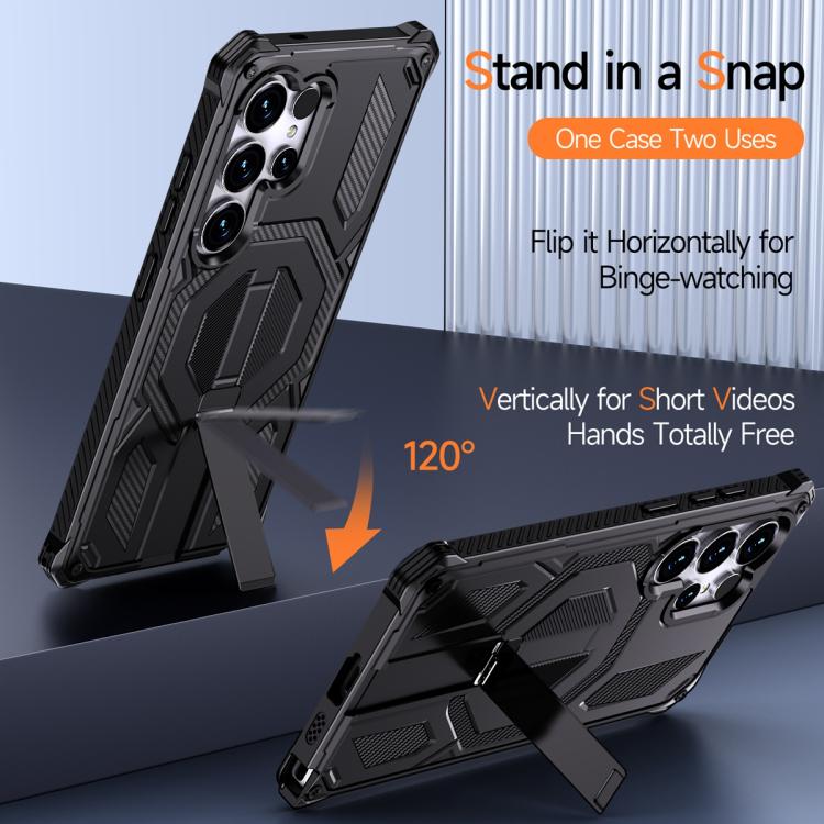 For Samsung Galaxy S24 Ultra 5G Hidden Metal Holder Magnetic Shockproof Phone Case