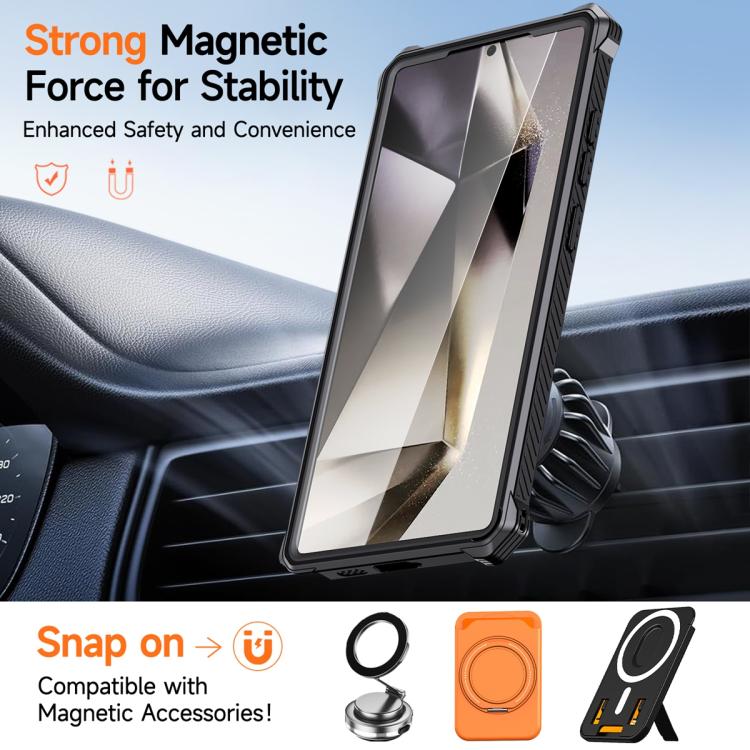 For Samsung Galaxy S24 Ultra 5G Hidden Metal Holder Magnetic Shockproof Phone Case