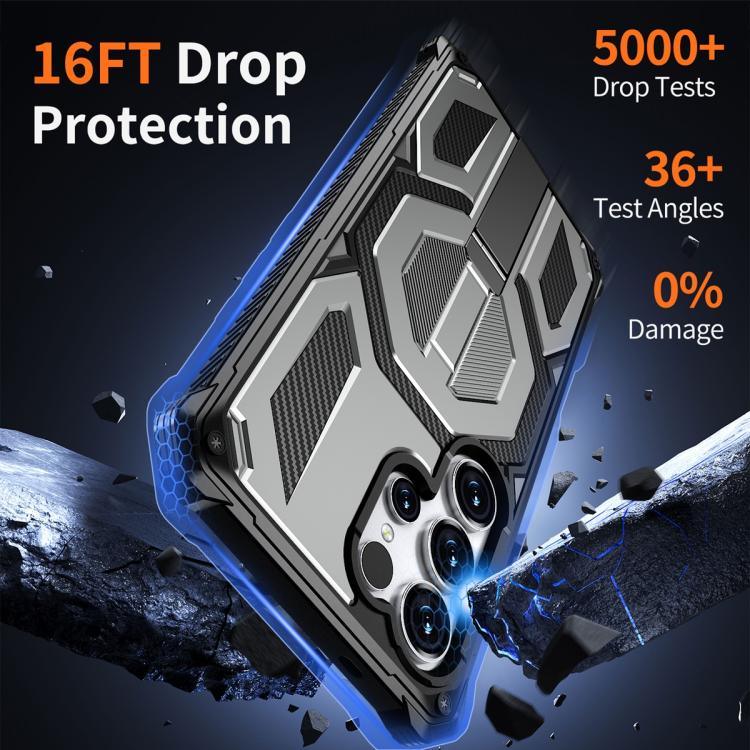 For Samsung Galaxy S24 Ultra 5G Hidden Metal Holder Magnetic Shockproof Phone Case