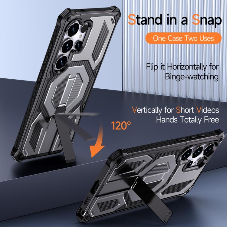 For Samsung Galaxy S24 Ultra 5G Hidden Metal Holder Magnetic Shockproof Phone Case