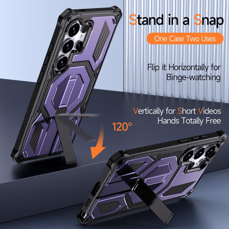 For Samsung Galaxy S24 Ultra 5G Hidden Metal Holder Magnetic Shockproof Phone Case