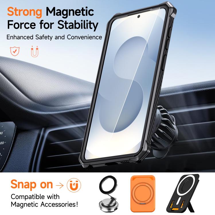 For Samsung Galaxy S26 5G Hidden Metal Holder Magnetic Shockproof Phone Case