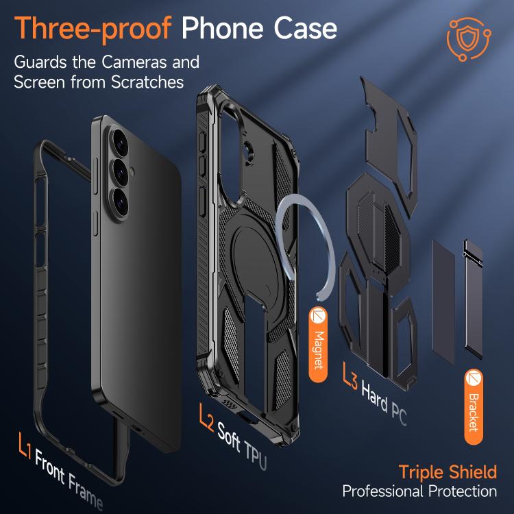 For Samsung Galaxy S26 5G Hidden Metal Holder Magnetic Shockproof Phone Case