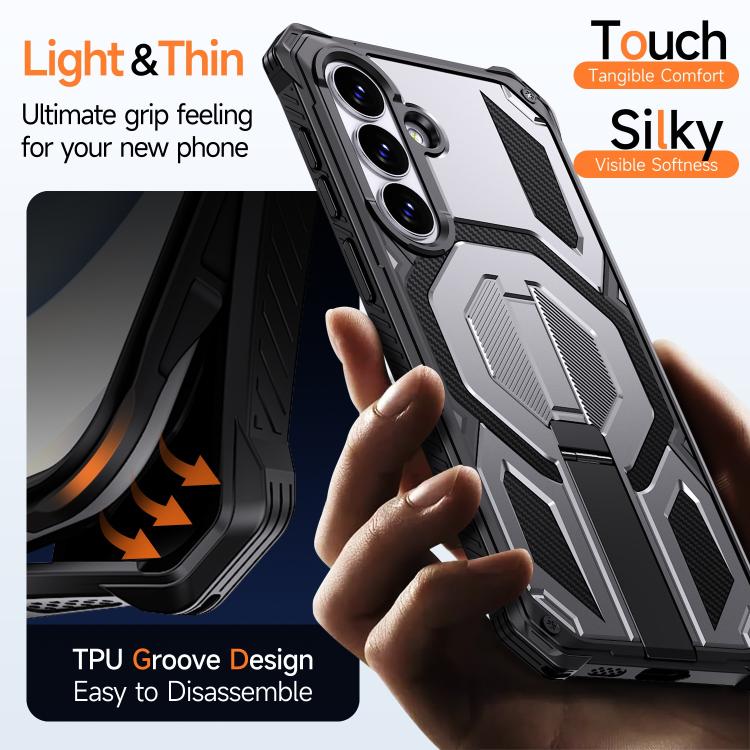 For Samsung Galaxy S26 5G Hidden Metal Holder Magnetic Shockproof Phone Case
