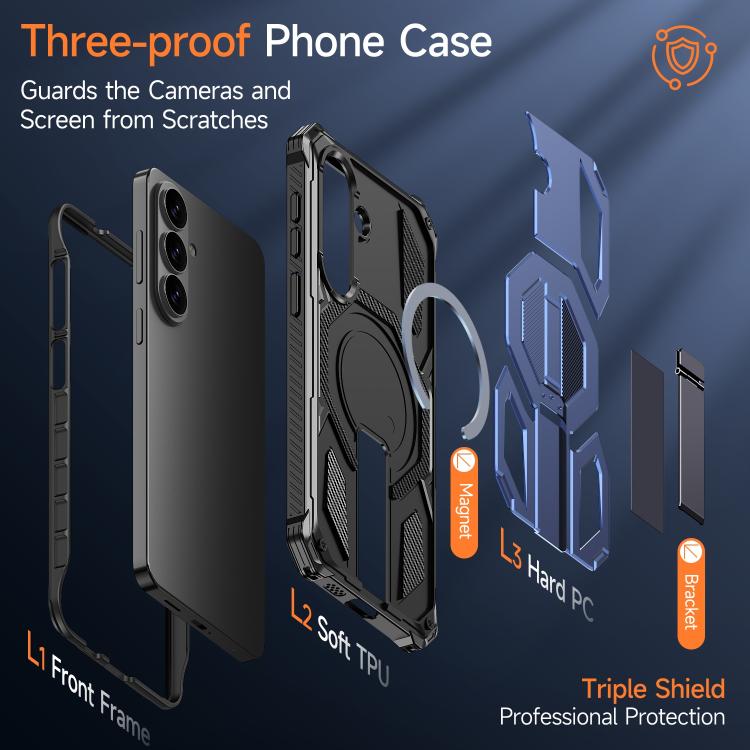 For Samsung Galaxy S26 5G Hidden Metal Holder Magnetic Shockproof Phone Case
