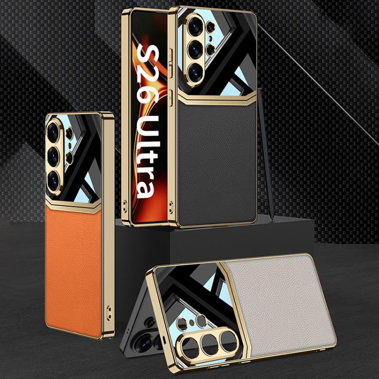 For Samsung Galaxy S26 Ultra 5G GKK Plating TPU + Leather Lens Protection Full Coverage Phone Case