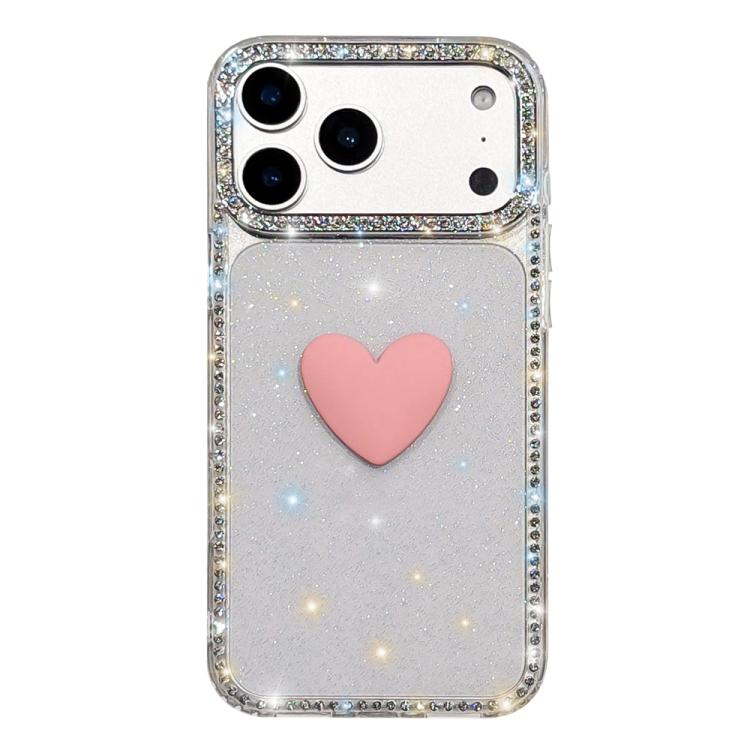 For iPhone 17 Pro Max Flash Rhinestone Double-sided IMD Love Heart Phone Case