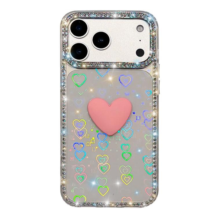 For iPhone 17 Pro Max Flash Rhinestone Double-sided IMD Love Heart Phone Case
