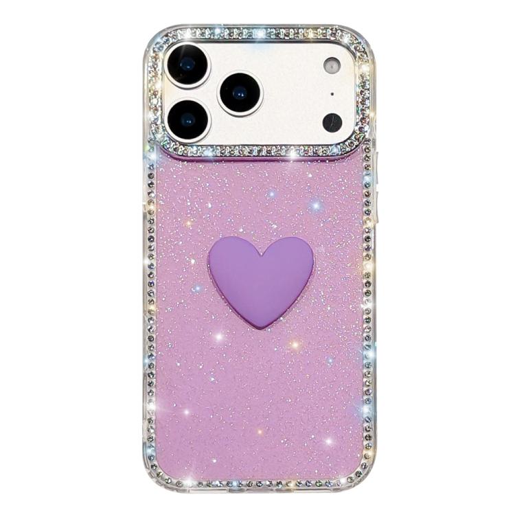 For iPhone 17 Pro Max Flash Rhinestone Double-sided IMD Love Heart Phone Case