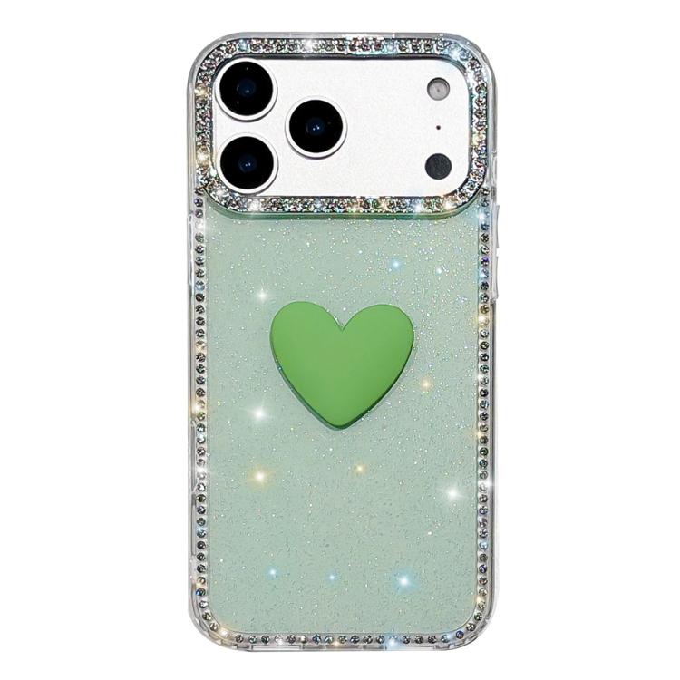 For iPhone 17 Pro Max Flash Rhinestone Double-sided IMD Love Heart Phone Case