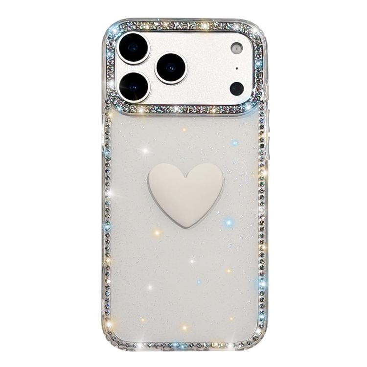 For iPhone 17 Pro Flash Rhinestone Double-sided IMD Love Heart Phone Case