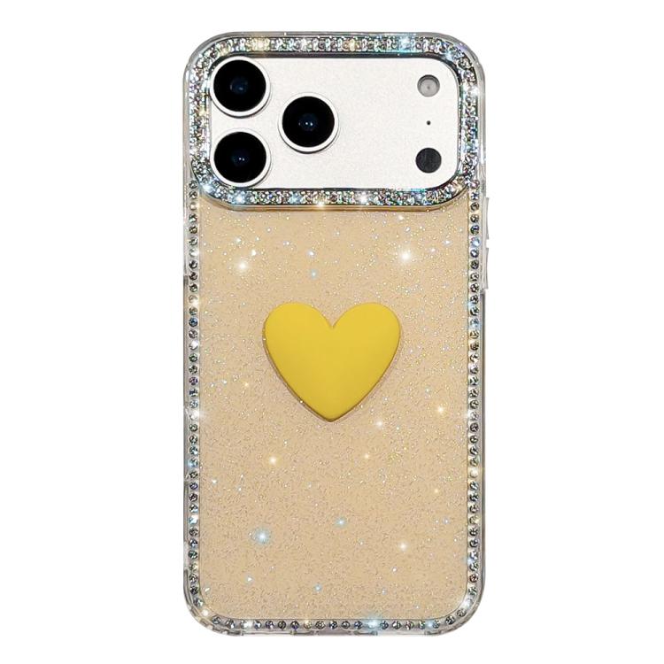 For iPhone 17 Pro Flash Rhinestone Double-sided IMD Love Heart Phone Case
