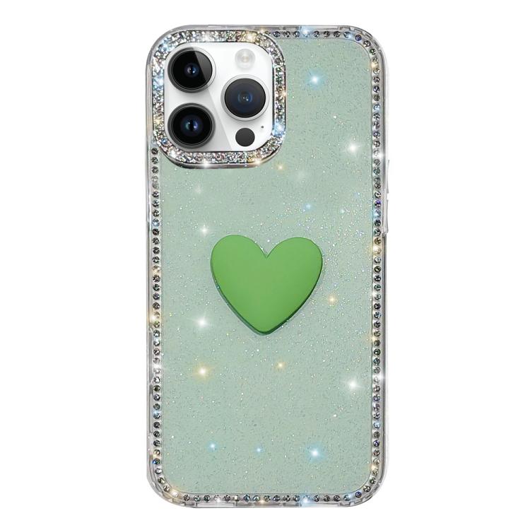 For iPhone 13 Pro Max Flash Rhinestone Double-sided IMD Love Heart Phone Case