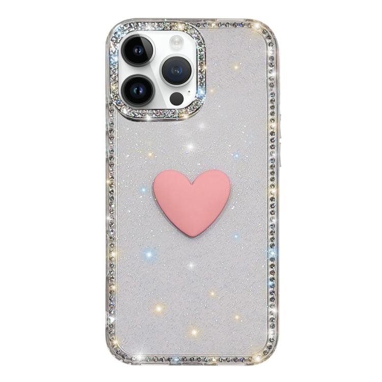 For iPhone 13 Pro Flash Rhinestone Double-sided IMD Love Heart Phone Case