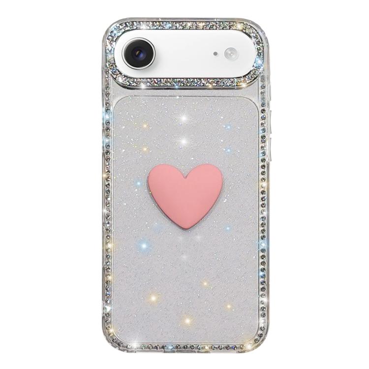 For iPhone Air Flash Rhinestone Double-sided IMD Love Heart Phone Case