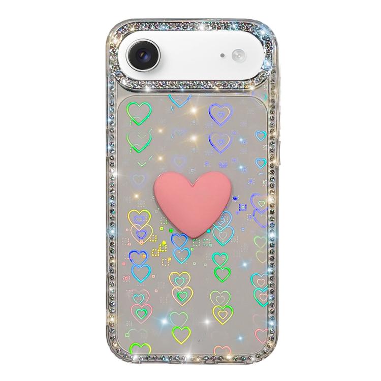 For iPhone Air Flash Rhinestone Double-sided IMD Love Heart Phone Case