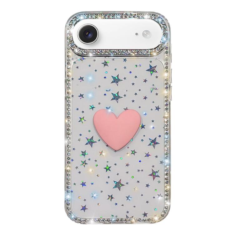 For iPhone Air Flash Rhinestone Double-sided IMD Love Heart Phone Case