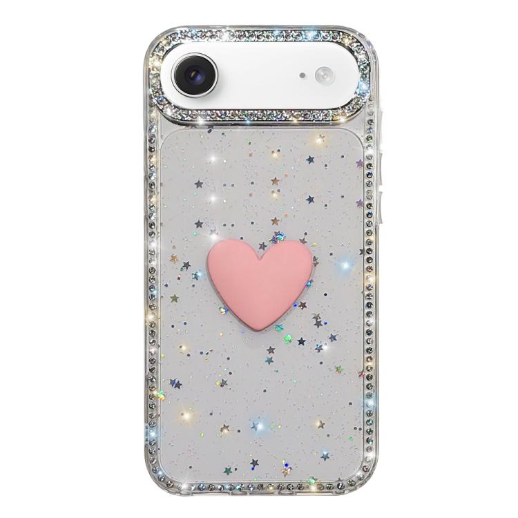 For iPhone Air Flash Rhinestone Double-sided IMD Love Heart Phone Case