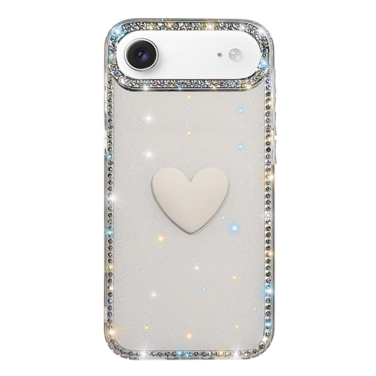 For iPhone Air Flash Rhinestone Double-sided IMD Love Heart Phone Case