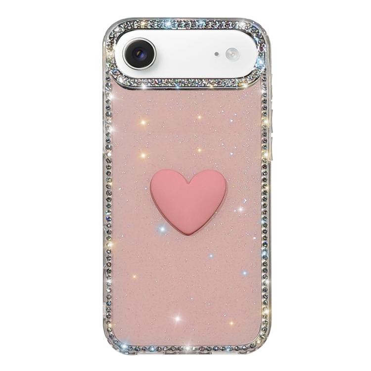 For iPhone Air Flash Rhinestone Double-sided IMD Love Heart Phone Case