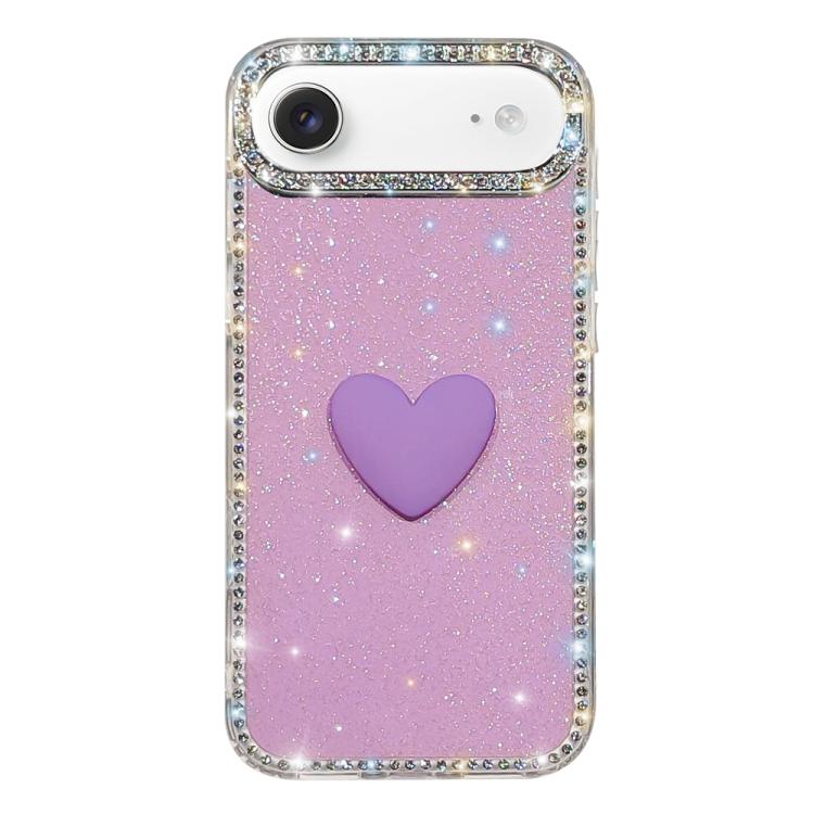 For iPhone Air Flash Rhinestone Double-sided IMD Love Heart Phone Case