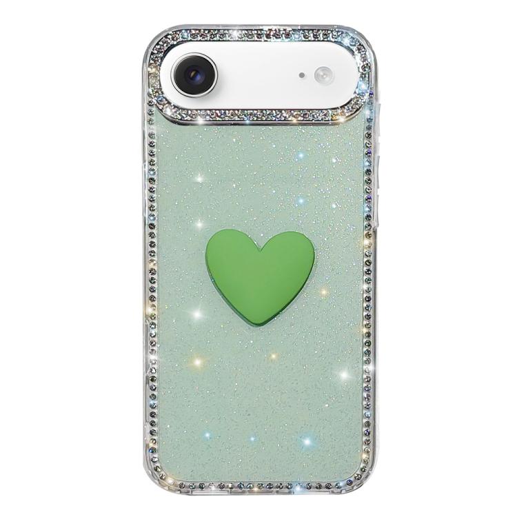 For iPhone Air Flash Rhinestone Double-sided IMD Love Heart Phone Case