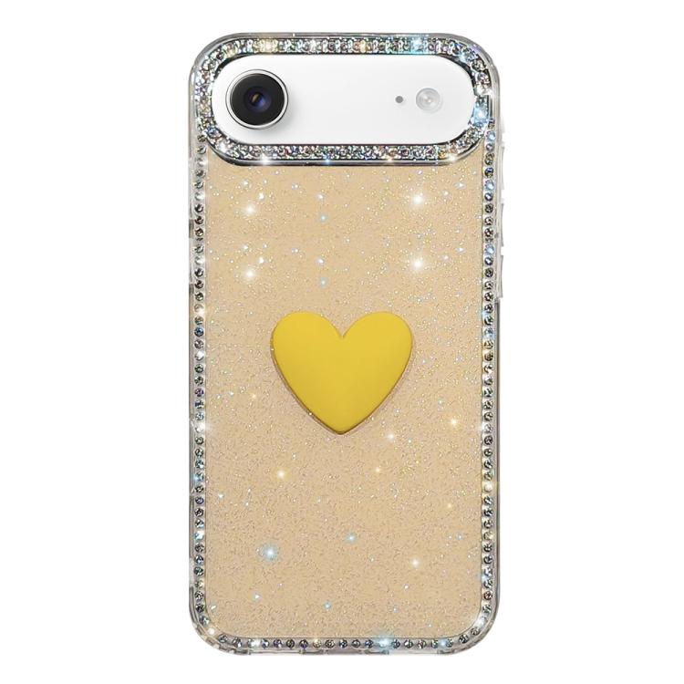 For iPhone Air Flash Rhinestone Double-sided IMD Love Heart Phone Case
