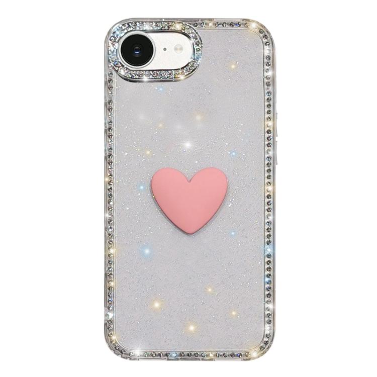 For iPhone 17e / 16e Flash Rhinestone Double-sided IMD Love Heart Phone Case
