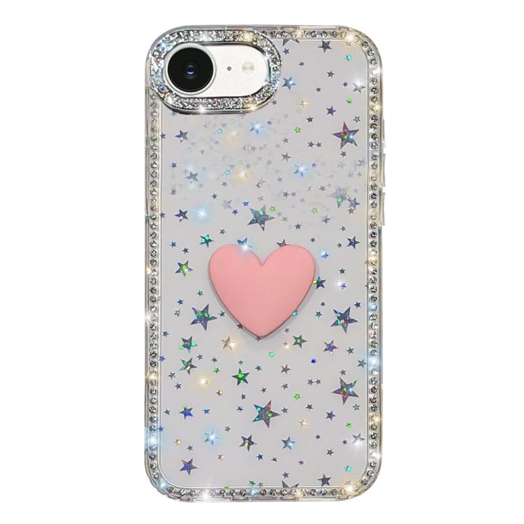 For iPhone 17e / 16e Flash Rhinestone Double-sided IMD Love Heart Phone Case