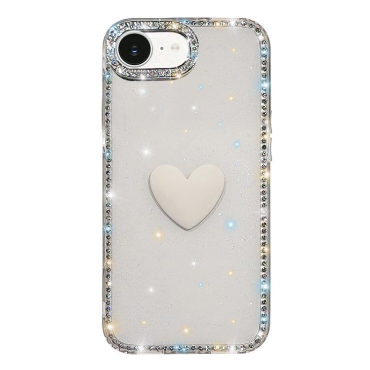 For iPhone 17e / 16e Flash Rhinestone Double-sided IMD Love Heart Phone Case